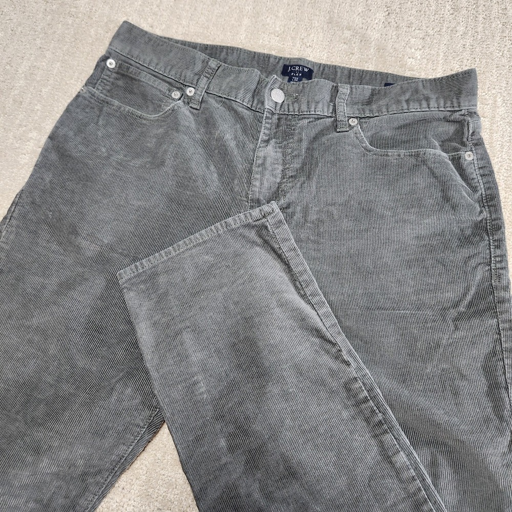 J Crew Corduroy Pants Men 32x32 Flex Slim Fit Gray Chino Stretch Modern